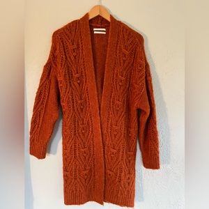 Chunky Orange Anthropologie Duster sweater/coat